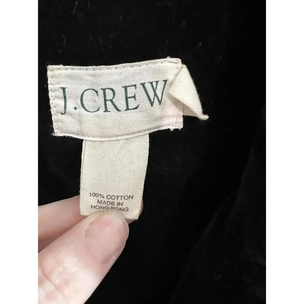 J Crew Velvet 100% Cotton Women 3 Button Loose Blazer Black Size Medium Preppy